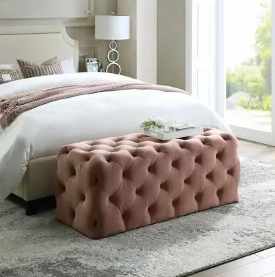 Upholstered Velvet Bench - Blush / Black