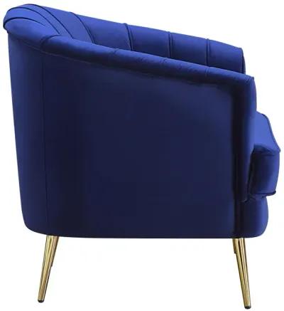 Velvet Striped Barrel Chair - Blue / Gold