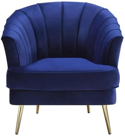 Velvet Striped Barrel Chair - Blue / Gold