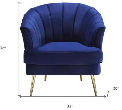 Velvet Striped Barrel Chair - Blue / Gold