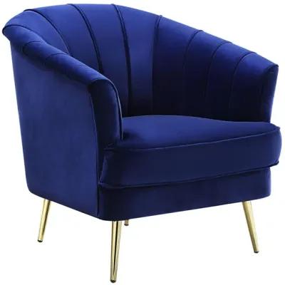 Velvet Striped Barrel Chair - Blue / Gold