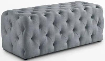 Upholstered Linen Bench - Black / Light Gray