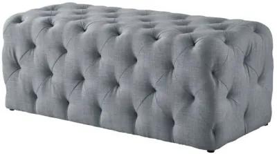 Upholstered Linen Bench - Black / Light Gray