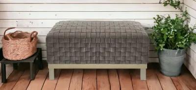 Upholstered Velvet Bench - Taupe / Gold