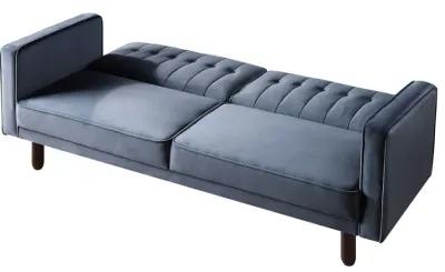 Velvet And Black Sleeper Sofa - Dark Gray