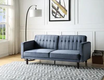 Velvet And Black Sleeper Sofa - Dark Gray