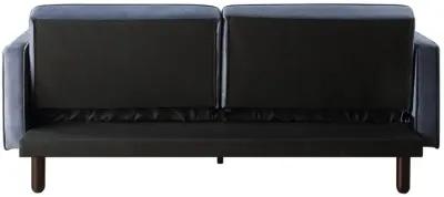 Velvet And Black Sleeper Sofa - Dark Gray