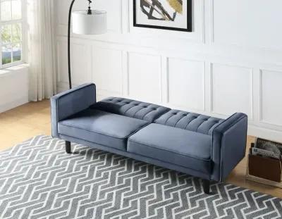 Velvet And Black Sleeper Sofa - Dark Gray