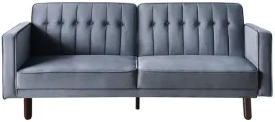 Velvet And Black Sleeper Sofa - Dark Gray