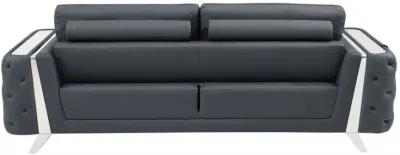 Italian Leather Sofa - Gray / Silver