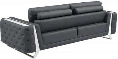 Italian Leather Sofa - Gray / Silver