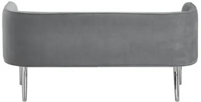 Upholstered Velvet Bench - Silver / Gray