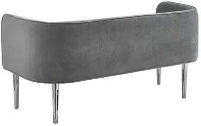 Upholstered Velvet Bench - Silver / Gray