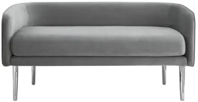 Upholstered Velvet Bench - Silver / Gray