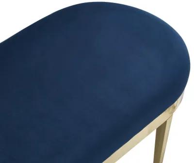 Velvet Bench Upholstered - Navy Blue / Gold