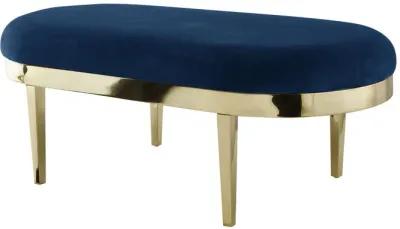 Velvet Bench Upholstered - Navy Blue / Gold