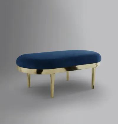 Velvet Bench Upholstered - Navy Blue / Gold