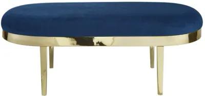 Velvet Bench Upholstered - Navy Blue / Gold