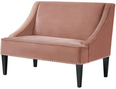 Upholstered Velvet Bench - Blush / Brown