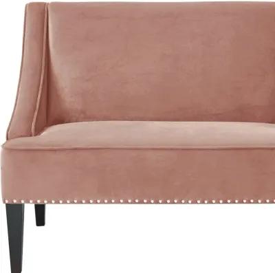 Upholstered Velvet Bench - Blush / Brown