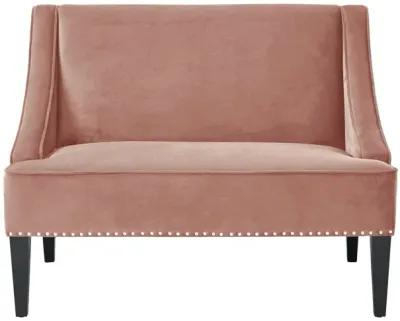 Upholstered Velvet Bench - Blush / Brown