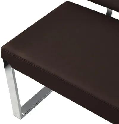 Upholstered Faux Leather Bench - Silver / Brown