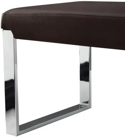 Upholstered Faux Leather Bench - Silver / Brown