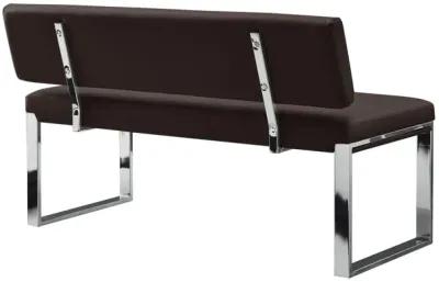 Upholstered Faux Leather Bench - Silver / Brown