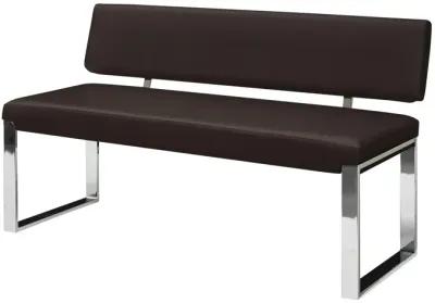 Upholstered Faux Leather Bench - Silver / Brown