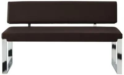 Upholstered Faux Leather Bench - Silver / Brown