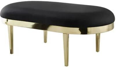 Upholstered Faux Leather Bench - Black / Gold