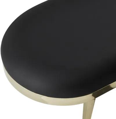 Upholstered Faux Leather Bench - Black / Gold