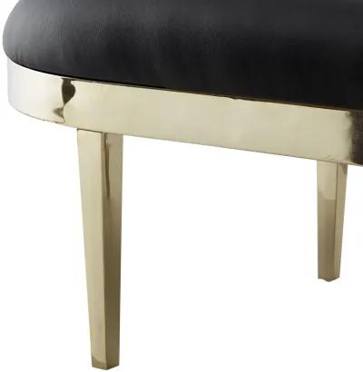 Upholstered Faux Leather Bench - Black / Gold