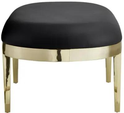 Upholstered Faux Leather Bench - Black / Gold