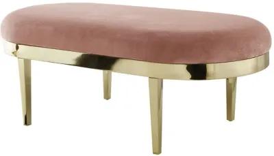 Upholstered Velvet Bench - Blush / Gold