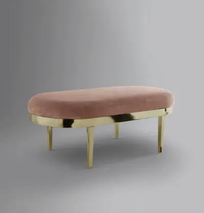 Upholstered Velvet Bench - Blush / Gold