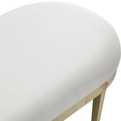 Faux Leather Bench Upholstered - White / Gold