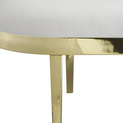 Faux Leather Bench Upholstered - White / Gold