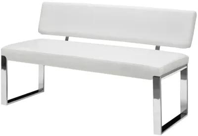 Upholstered Faux Leather Bench - Silver / White