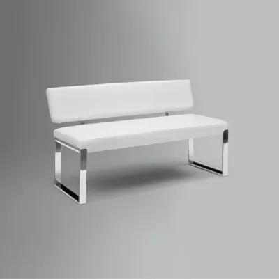 Upholstered Faux Leather Bench - Silver / White