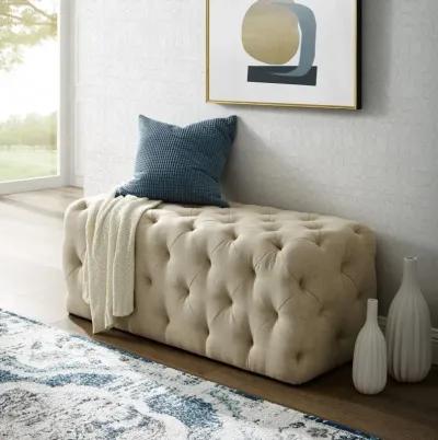 Upholstered Linen Bench - Black / Beige