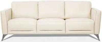 Leather Sofa With Black Legs - Cream