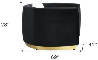 Velvet Curved Loveseat - Black / Gold