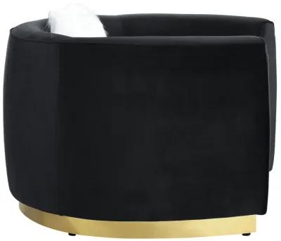 Velvet Curved Loveseat - Black / Gold