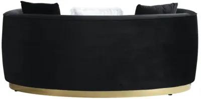 Velvet Curved Loveseat - Black / Gold