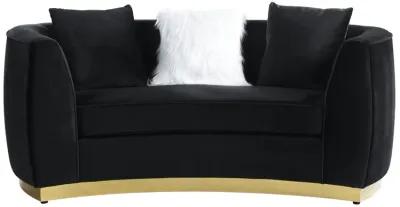 Velvet Curved Loveseat - Black / Gold