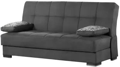 Chenille Sleeper Sofa And Toss Pillows With Brown Legs - Black