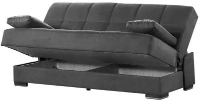 Chenille Sleeper Sofa And Toss Pillows With Brown Legs - Black