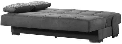 Chenille Sleeper Sofa And Toss Pillows With Brown Legs - Black