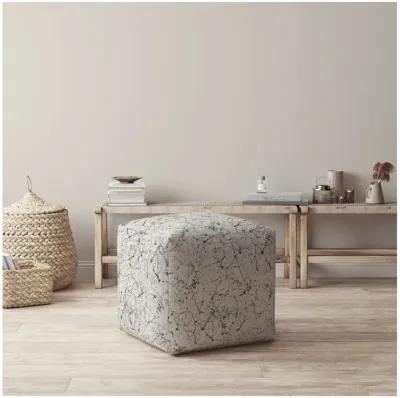 Cotton, Abstract Pouf Cover - Beige